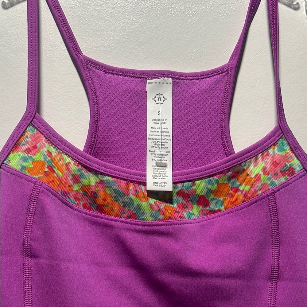 Nanette Lepore Purple Sports Bra with Floral Accent - Picture 4 of 6